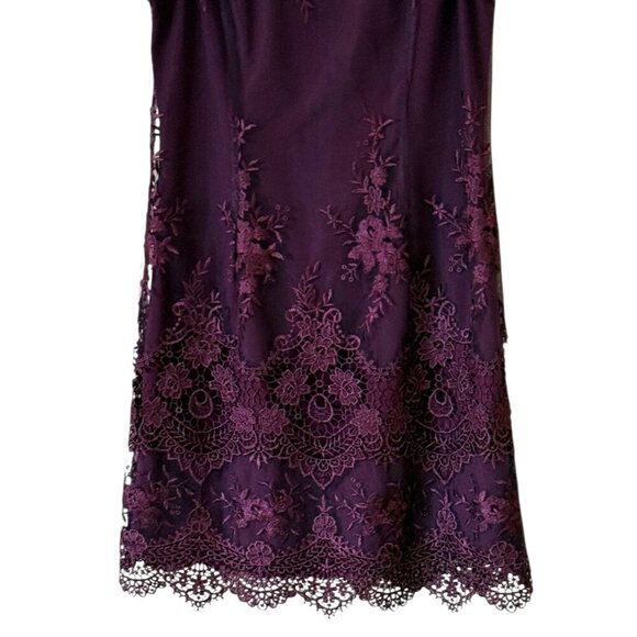 Nannette Lepore Women's Lace Sleeveless Sheath Dress Wine Size 6 - Picture 5 of 7